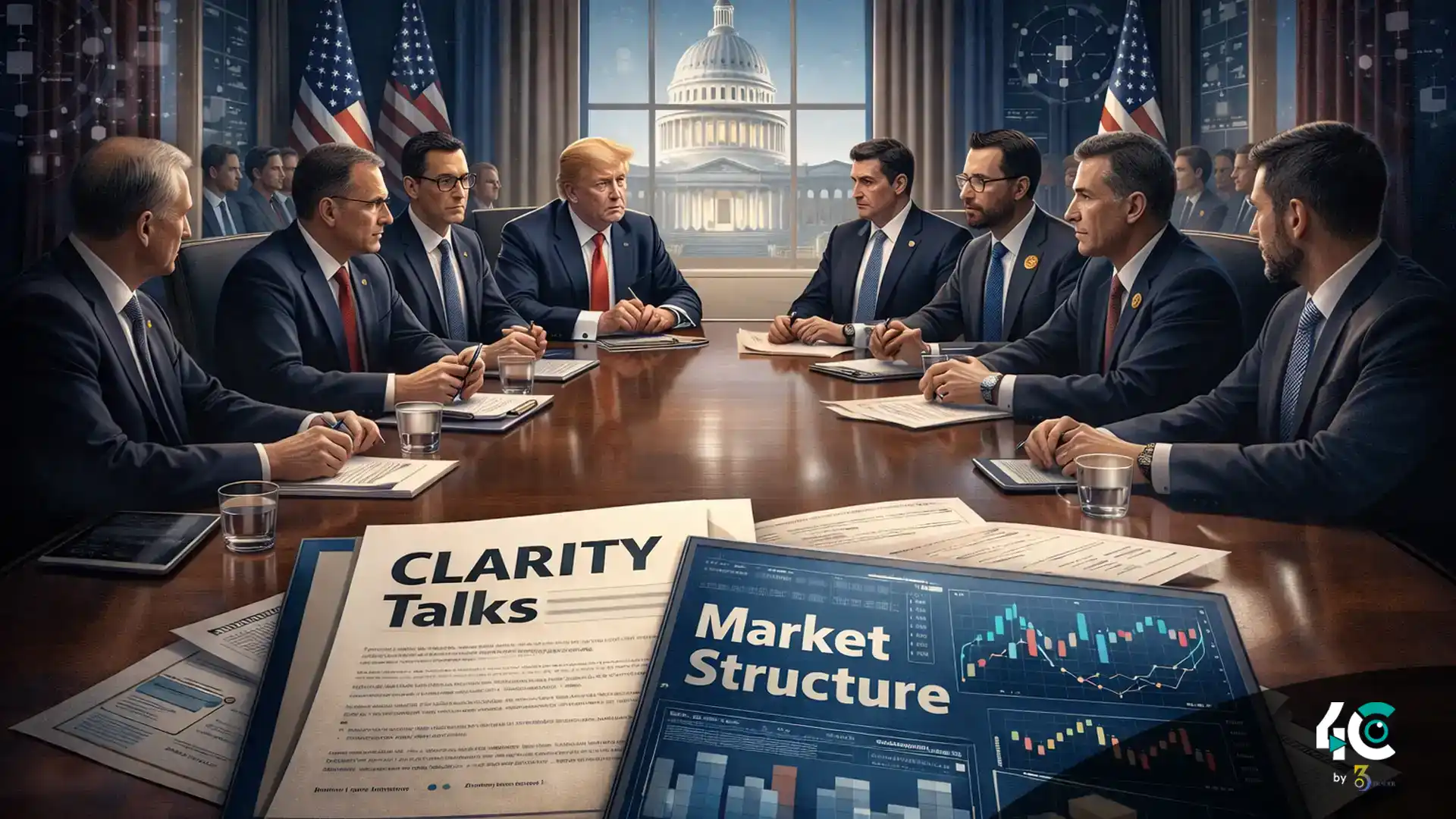 Trumpofficialstomeetbankscryptocompaniesasclaritytalks 4c by 360trader Trump officials meet banks crypto companies clarity act